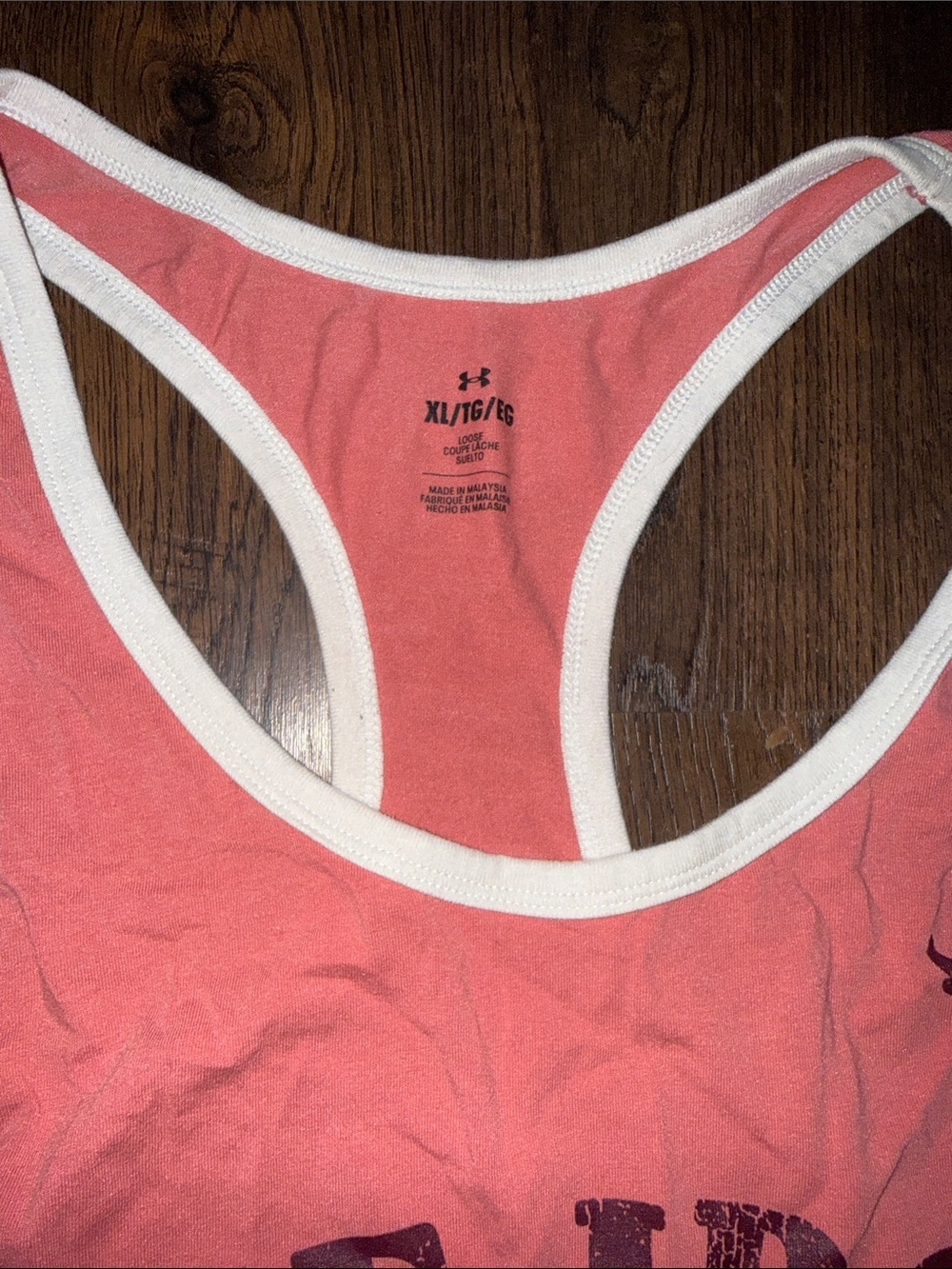 Under Armour Coral Racerback Tank with 'The Iron Paradise' Graphic - Picture 3 of 3